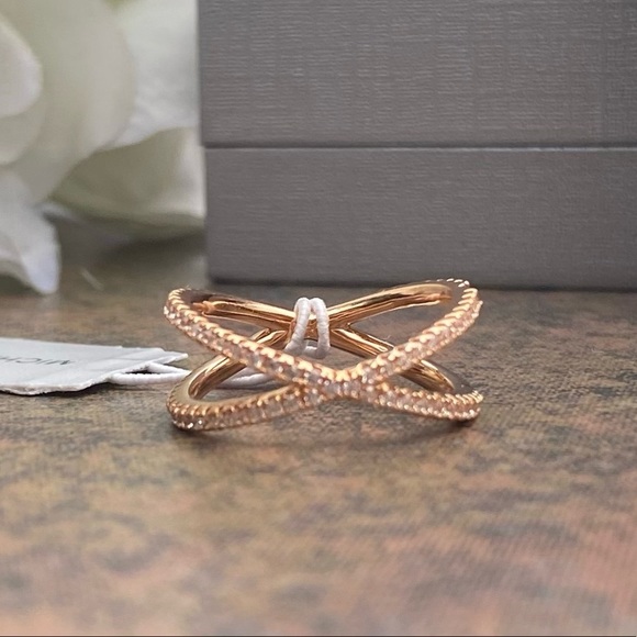 NIB NWT MICHAEL KORS 14K ROSE GOLD PLATED STERLING SILVER PAVE NESTING R… - Picture 6 of 12